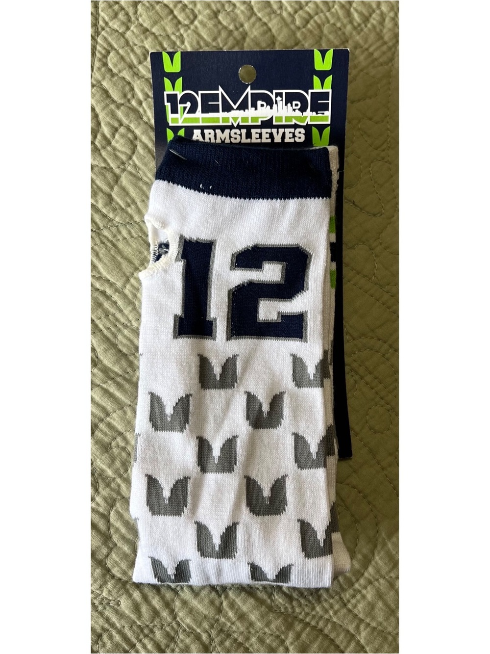Seattle Seahawks 12 Empire White & Navy Arm Sleeves